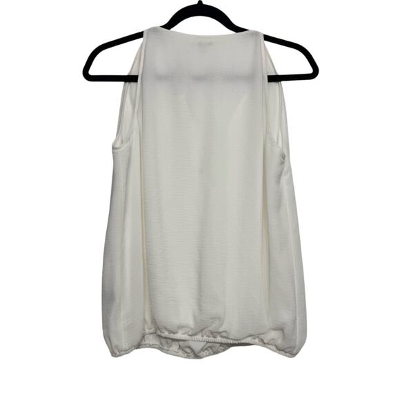Max Studio White Sleeveless V-Neck Blouse Womens Small Minimalist Chic Workwear - Picture 7 of 7